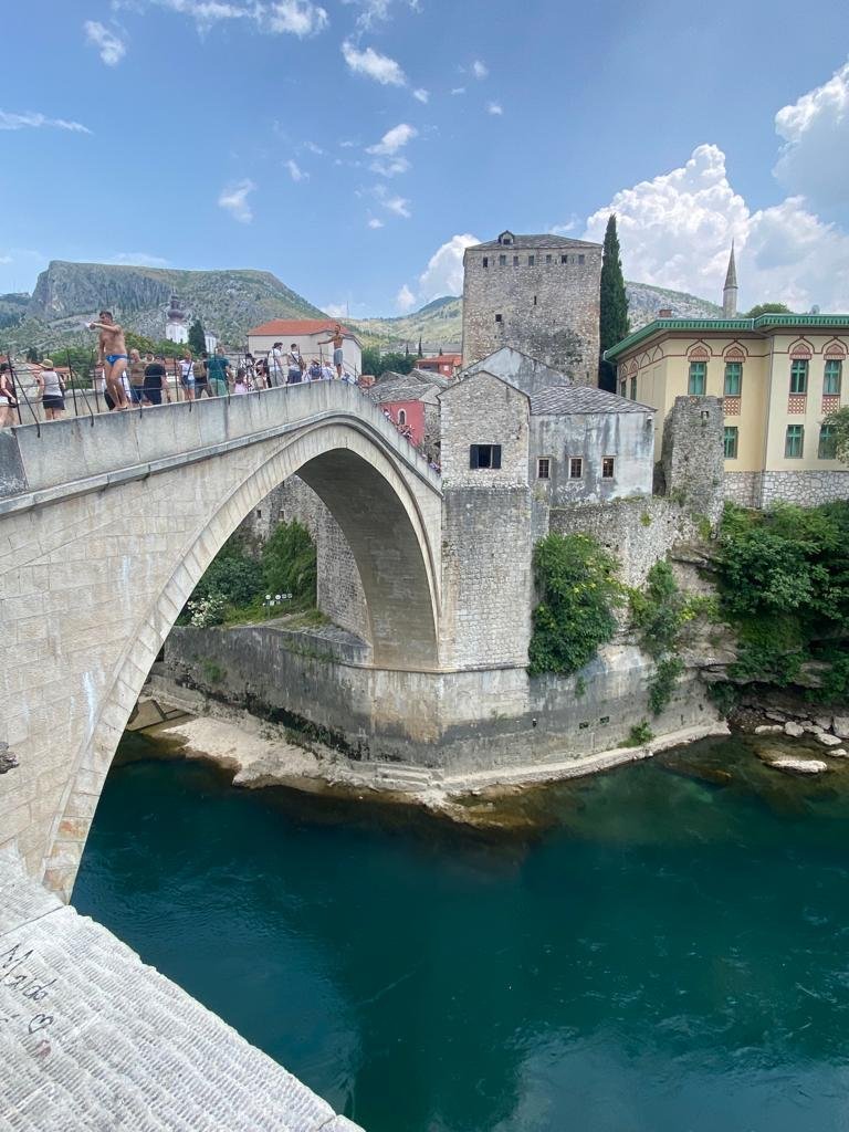 During the Ottoman reign, this bridge was built with state of the art technology.  It was destroyed during the war in the early 90's but was rebuilt as a symbol of unification.